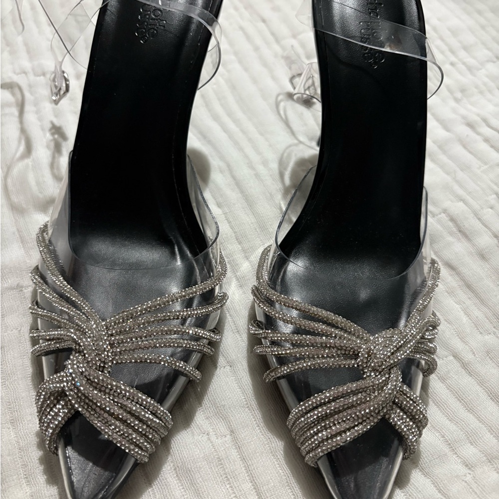 Charlotte Russe Silver Beaded Strappy Heels